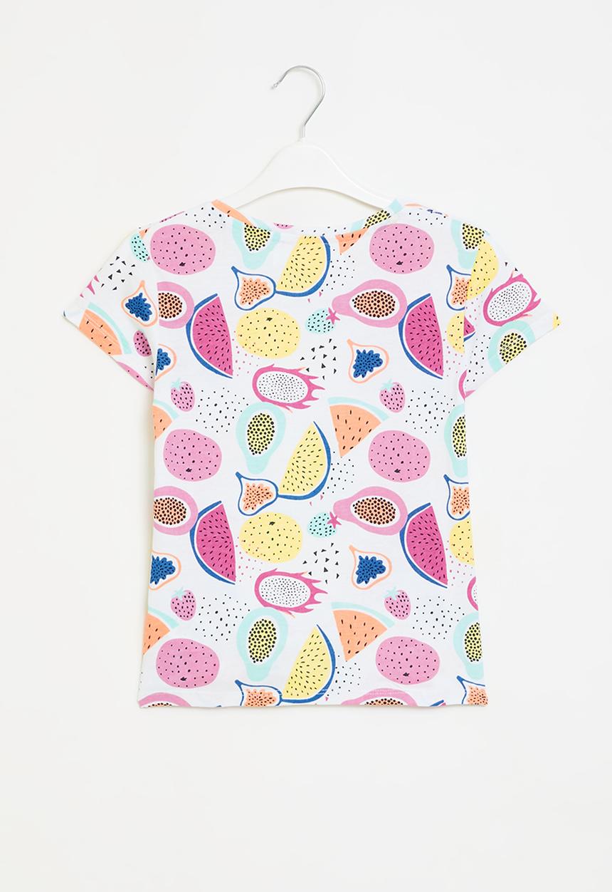 MINOTI - Graphic T-shirt tie front - white