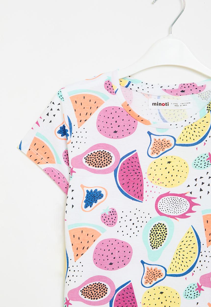 MINOTI - Graphic T-shirt tie front - white