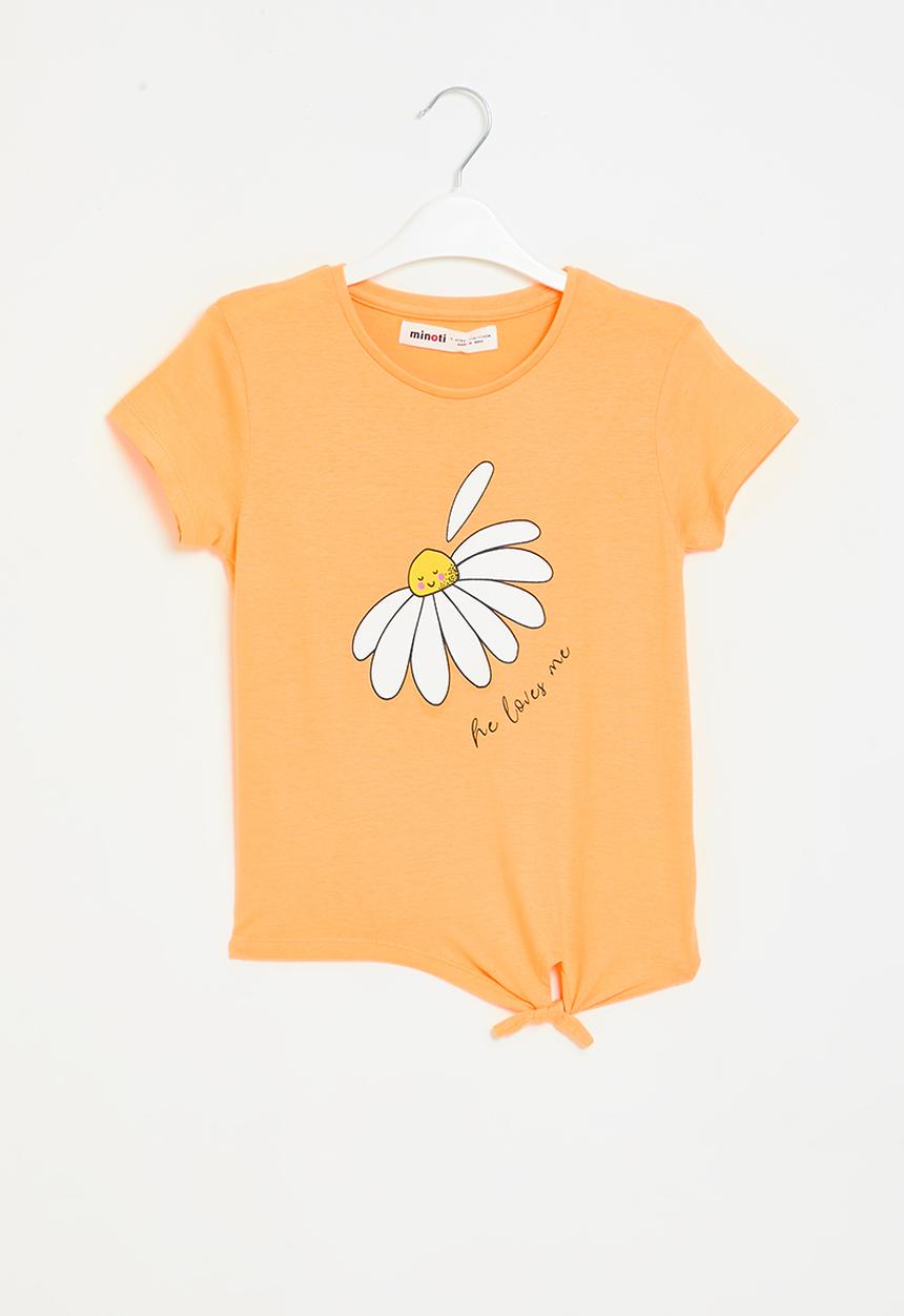 MINOTI - Graphic T-shirt tie front - orange