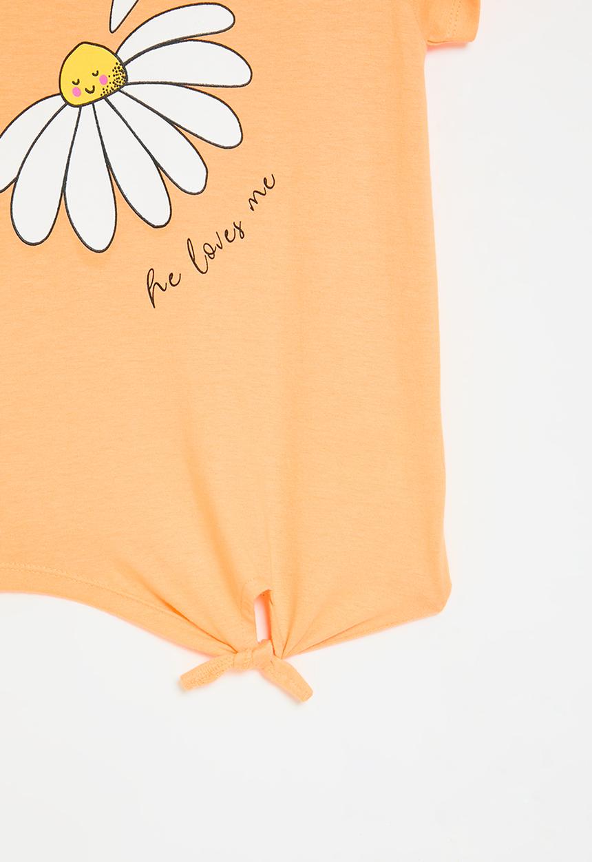 MINOTI - Graphic T-shirt tie front - orange