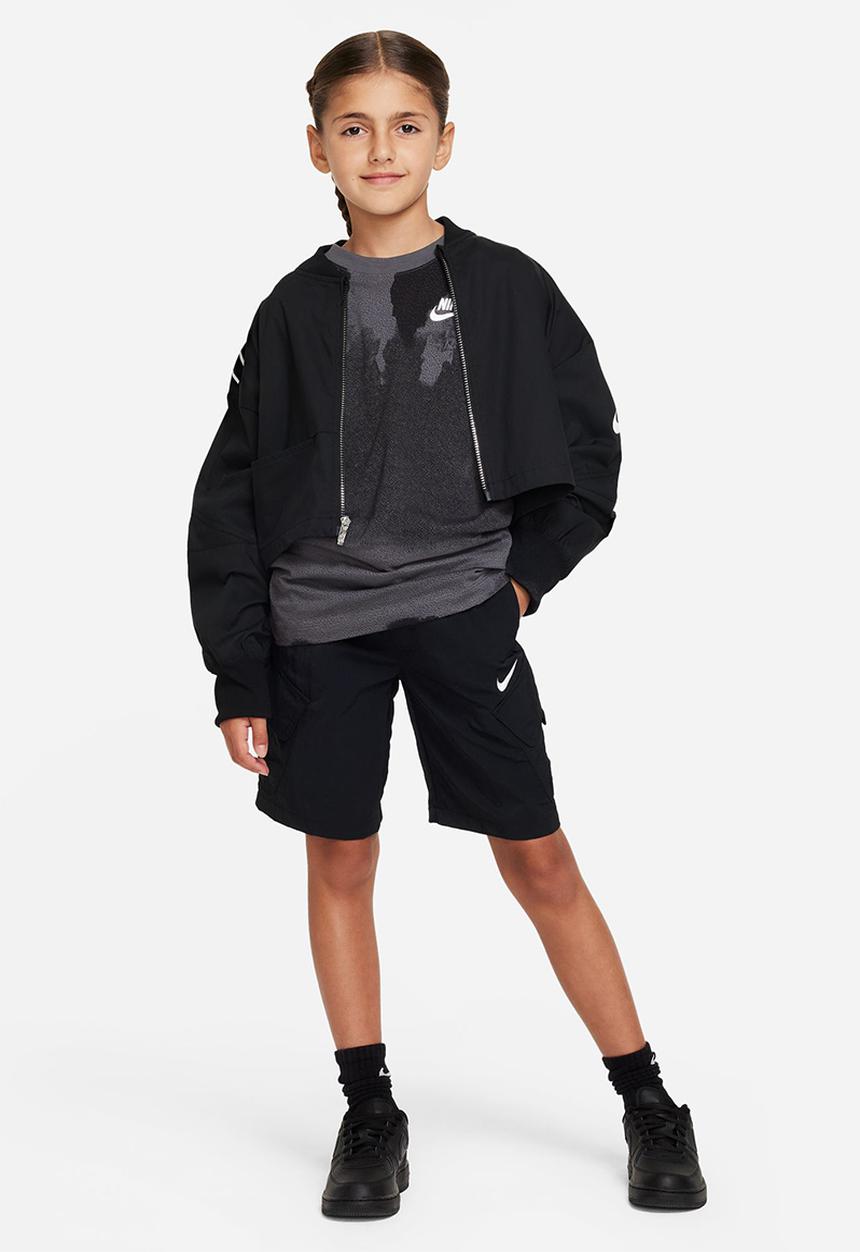 Nike - K nsw tee club sesonl wsh aop - iron grey/black