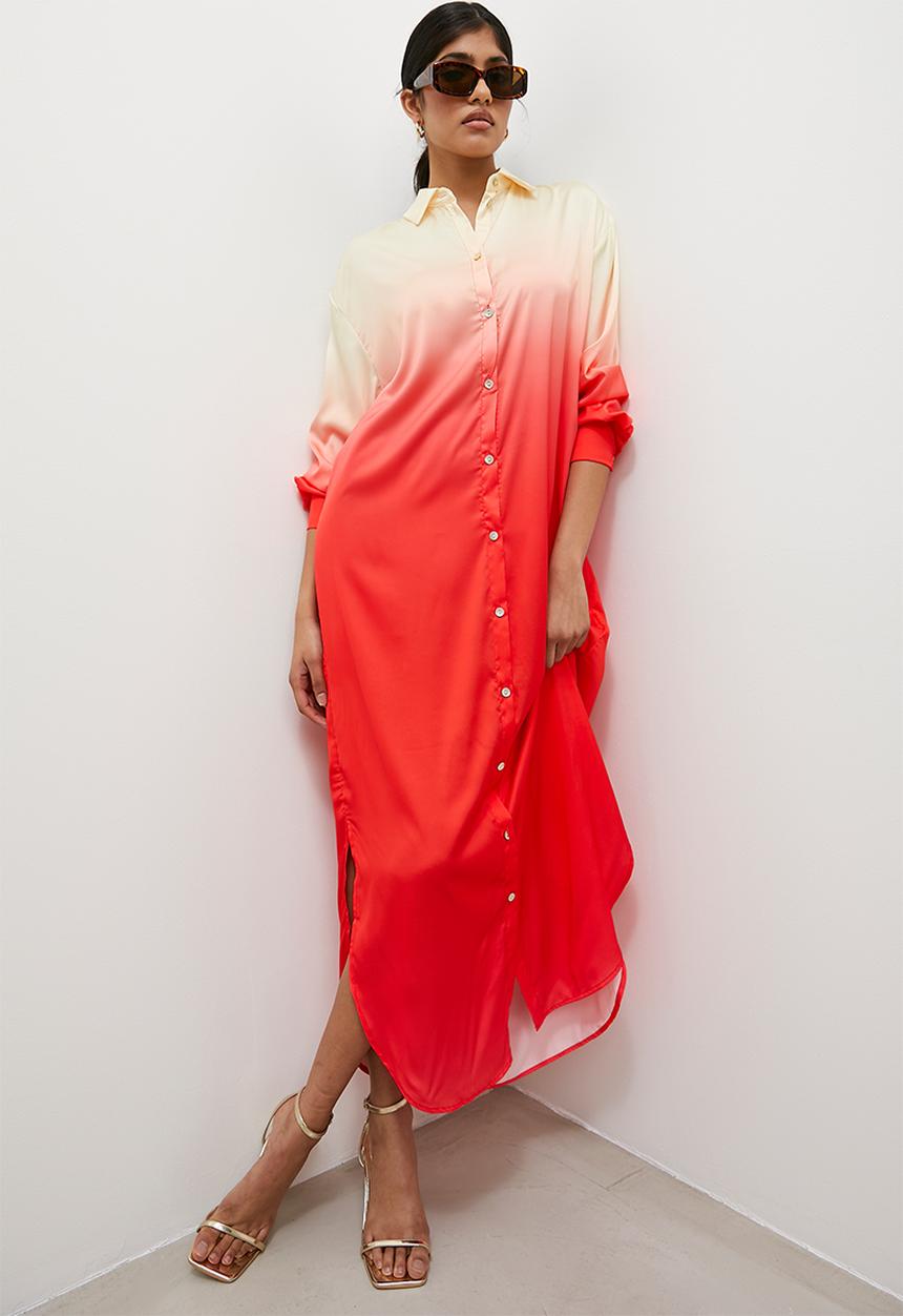 Superbalist - Satin shirt dress - orange