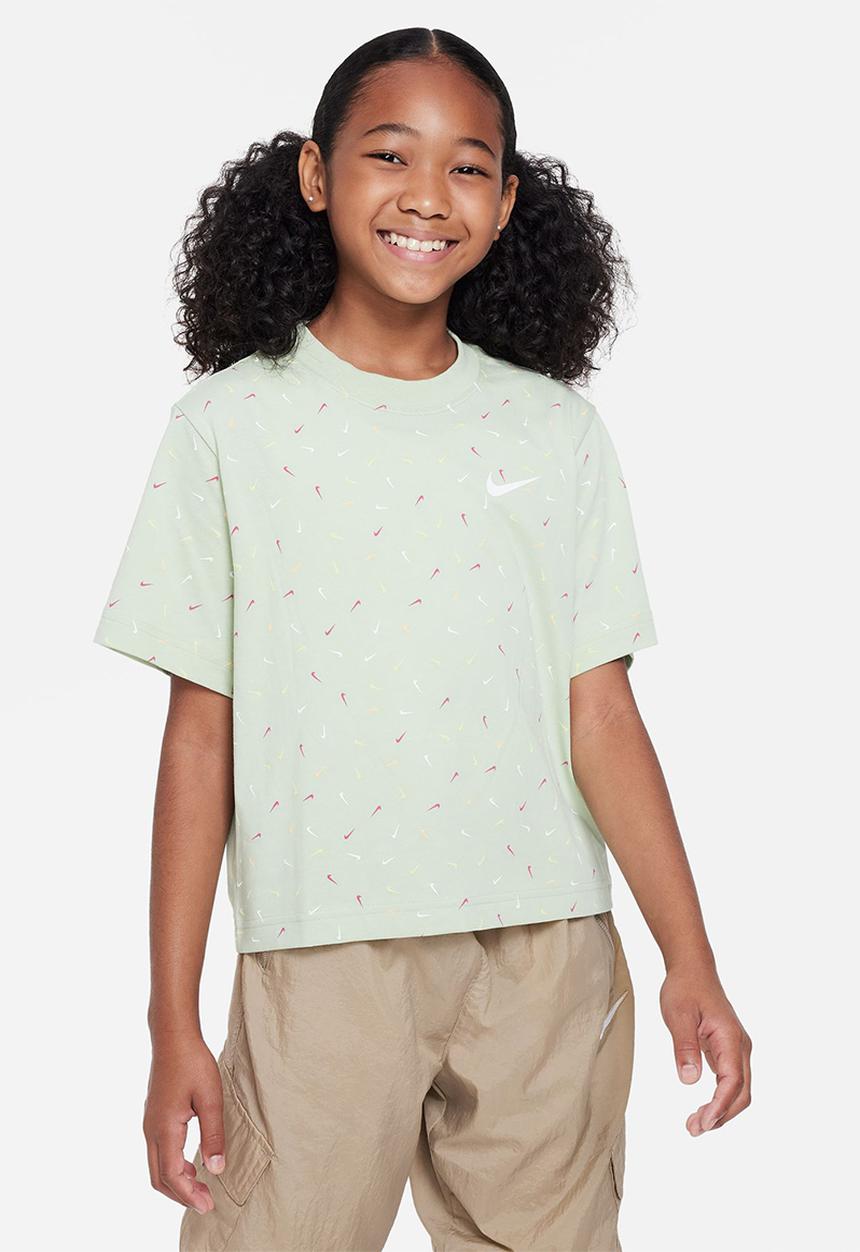 Nike - G nk nsw tee boxy swoosh aop - honeydew