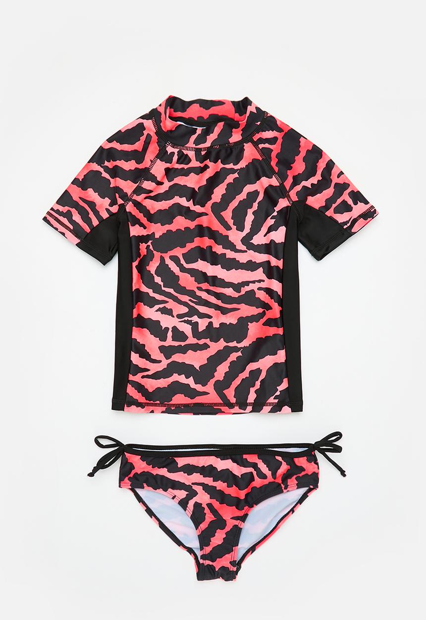 MINOTI - Girls 2pc aop rash set - black pink