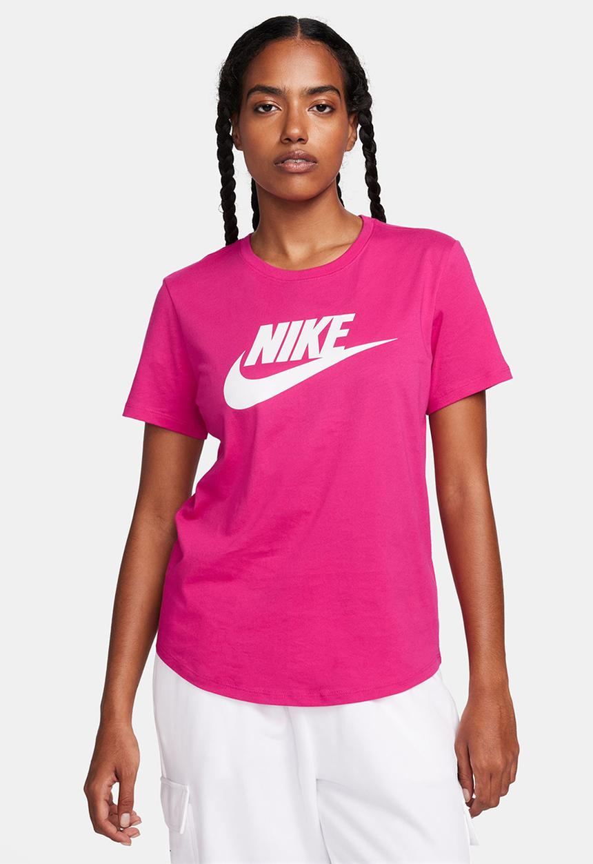Nike - W nsw tee essntl icn ftra - fireberry & white