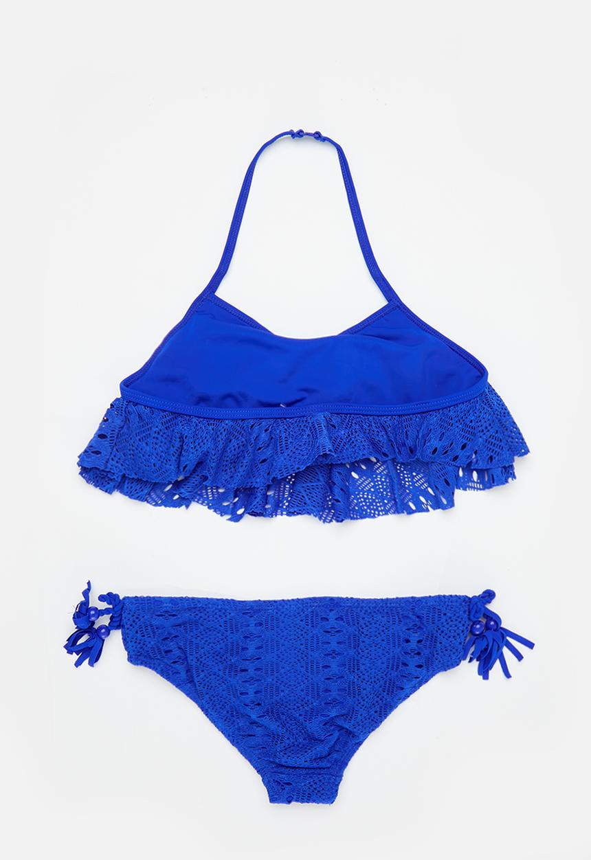 MINOTI - Crochet bikini with tassles - blue