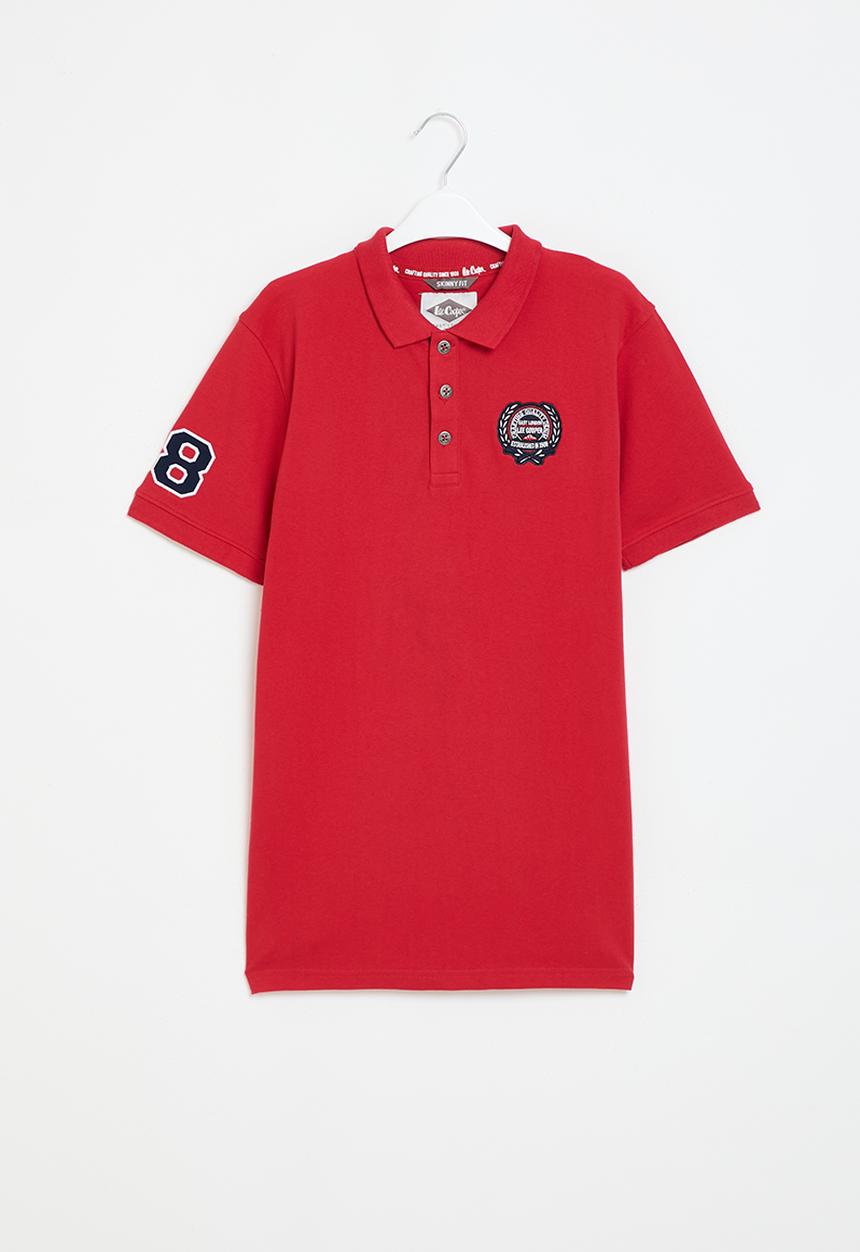 Lee Cooper - Badge & sleeve applique golfer - red