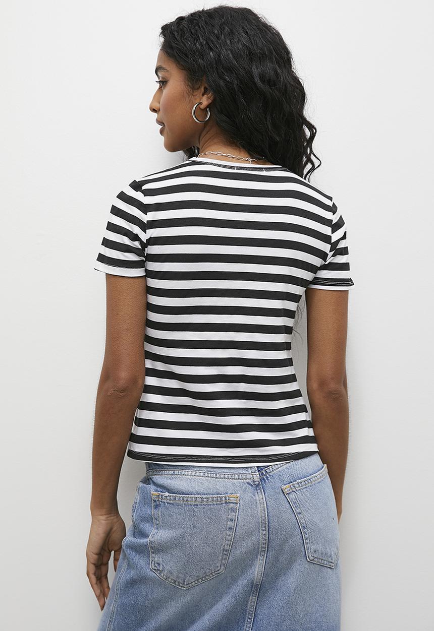 Superbalist - Basic crew tee - black & white stripe