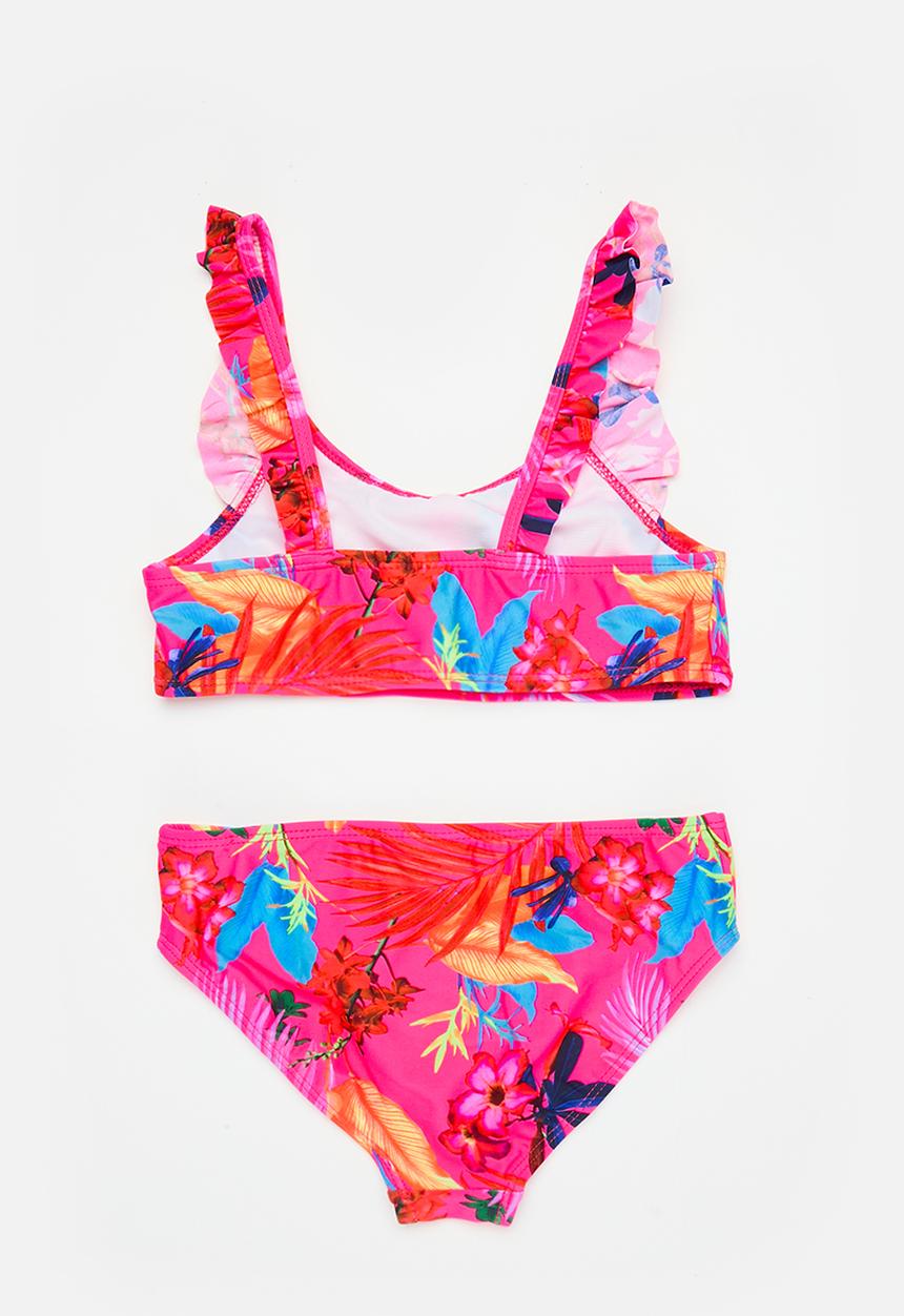 MINOTI - Bright print bikini with frills - pink