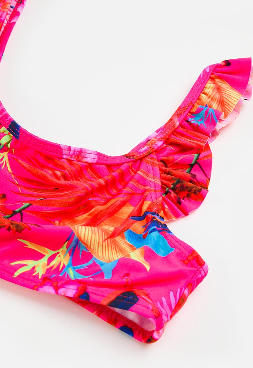 MINOTI - Bright print bikini with frills - pink