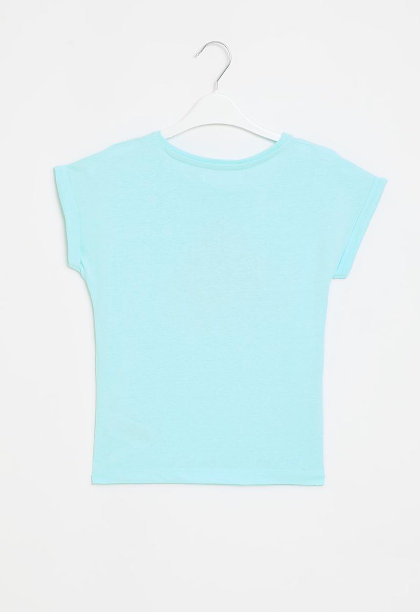 MINOTI - Girls aqua basic melon roll sleeve tee - Aqua