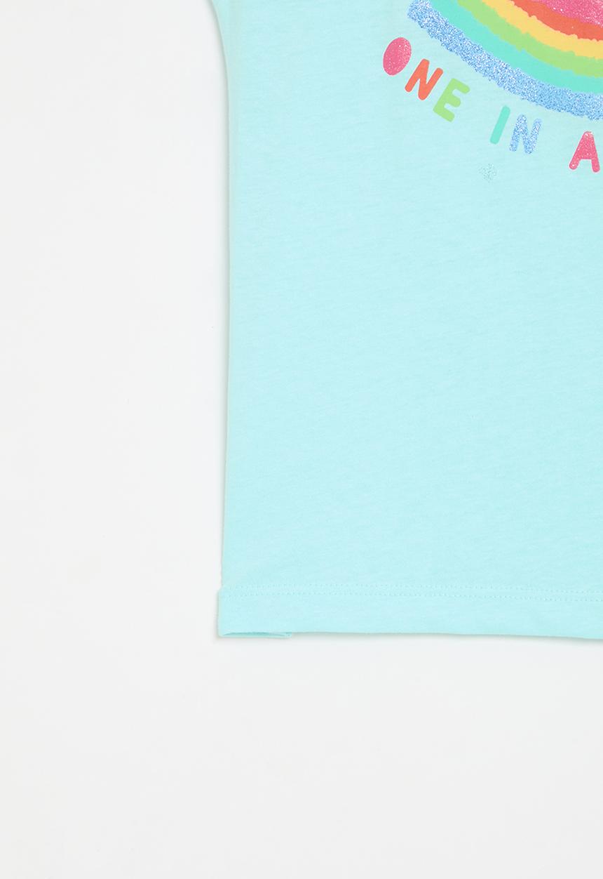 MINOTI - Girls aqua basic melon roll sleeve tee - Aqua