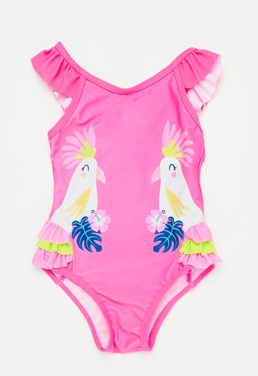 MINOTI - 3d effect swimsuit with applique - pink