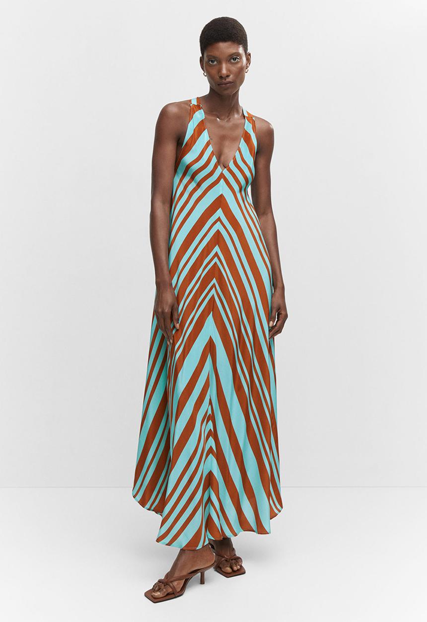 MANGO - Dress jana - blue & brown