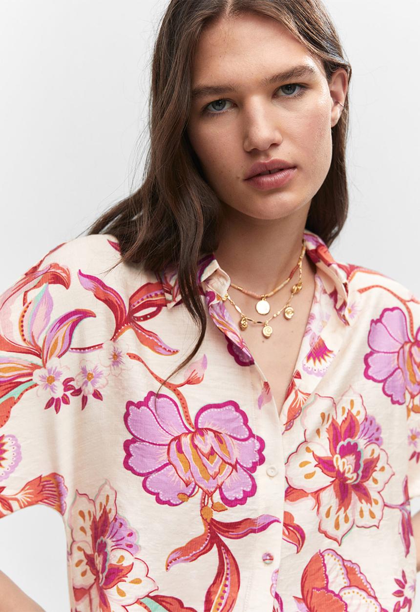 MANGO - Shirt flora - light beige