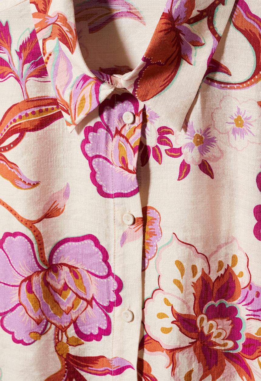 MANGO - Shirt flora - light beige