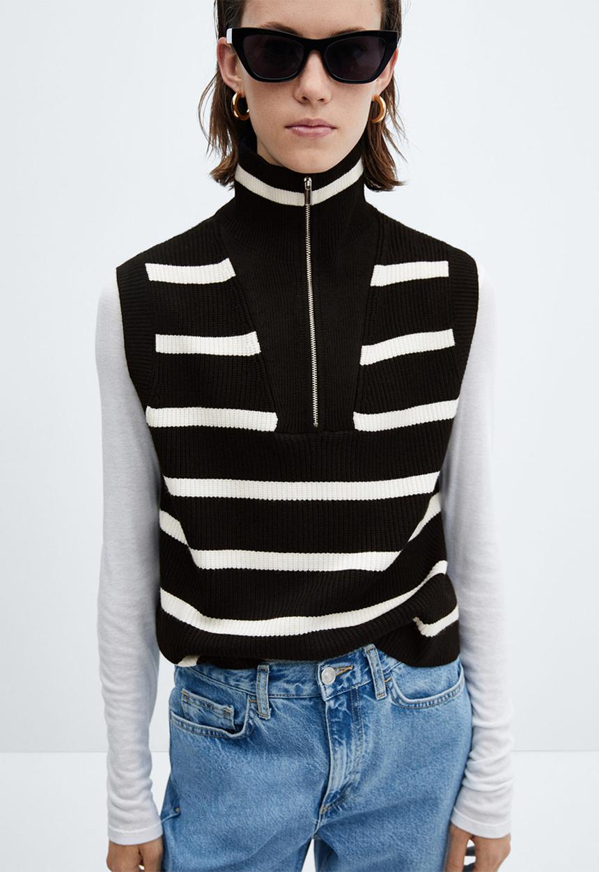 MANGO - Waistcoat rizonr - black