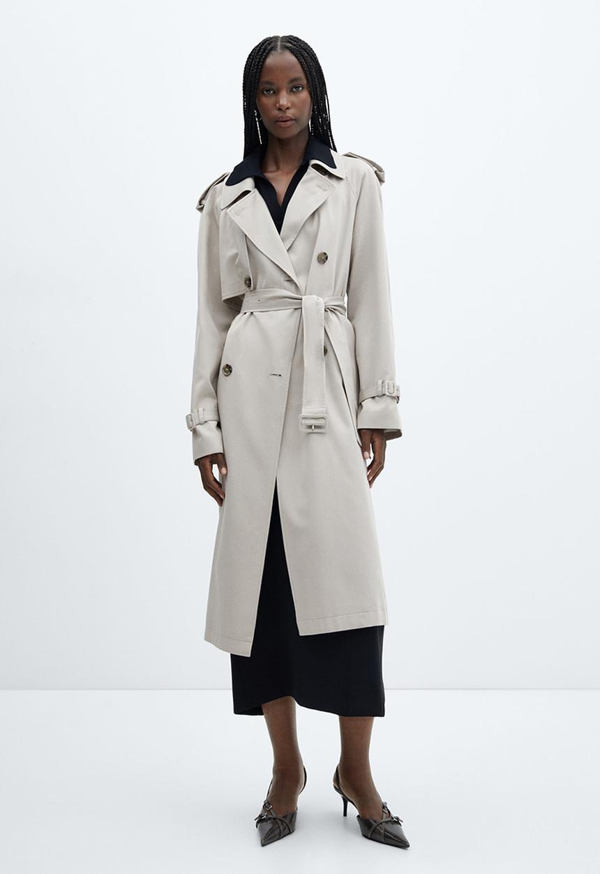 MANGO - Trench coat fluid - light pastel grey