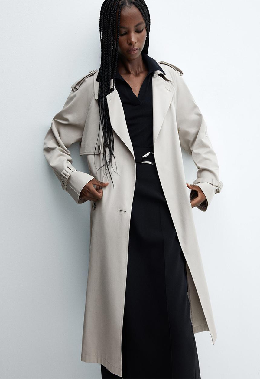 MANGO - Trench coat fluid - light pastel grey
