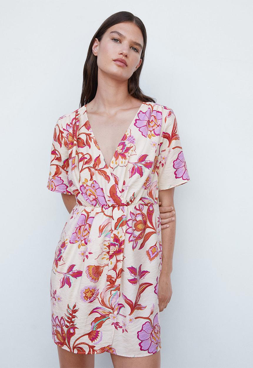 MANGO - Dress flora - natural