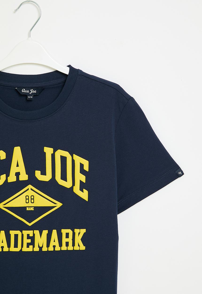 Aca Joe - Printed tee - navy & yellow