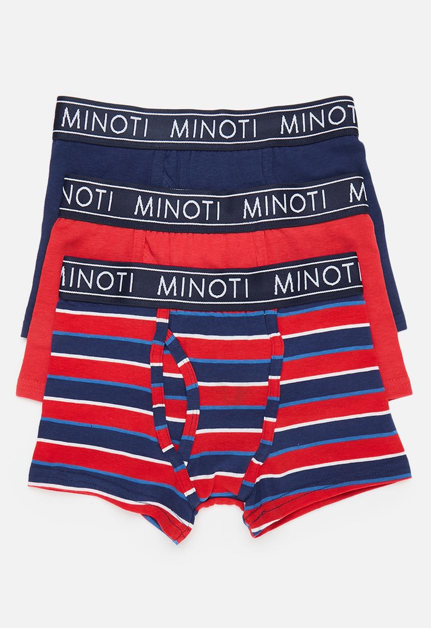 MINOTI - Boys red navy stripe 3pk boxers - multi