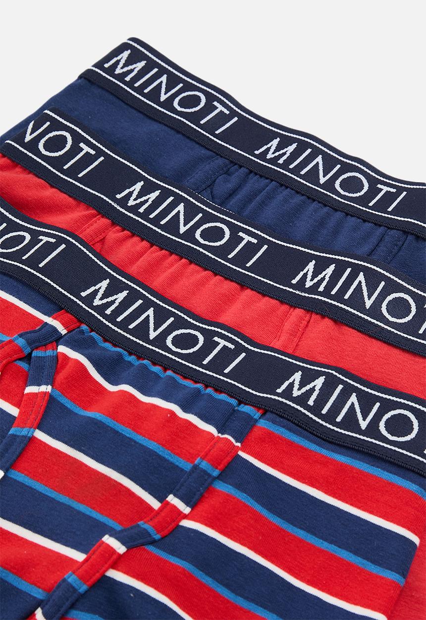 MINOTI - Boys red navy stripe 3pk boxers - multi