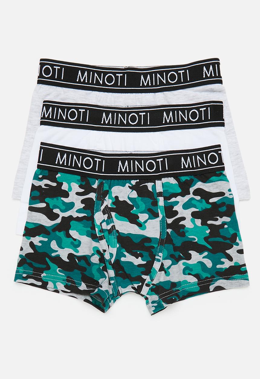 MINOTI - Boys grey camo 3pk boxers - multi