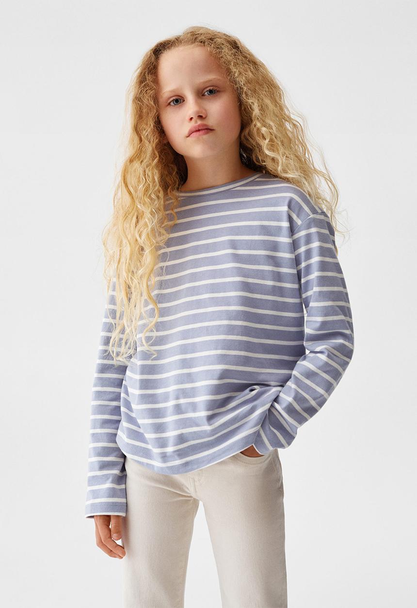 MANGO - T-shirt stripes - blue