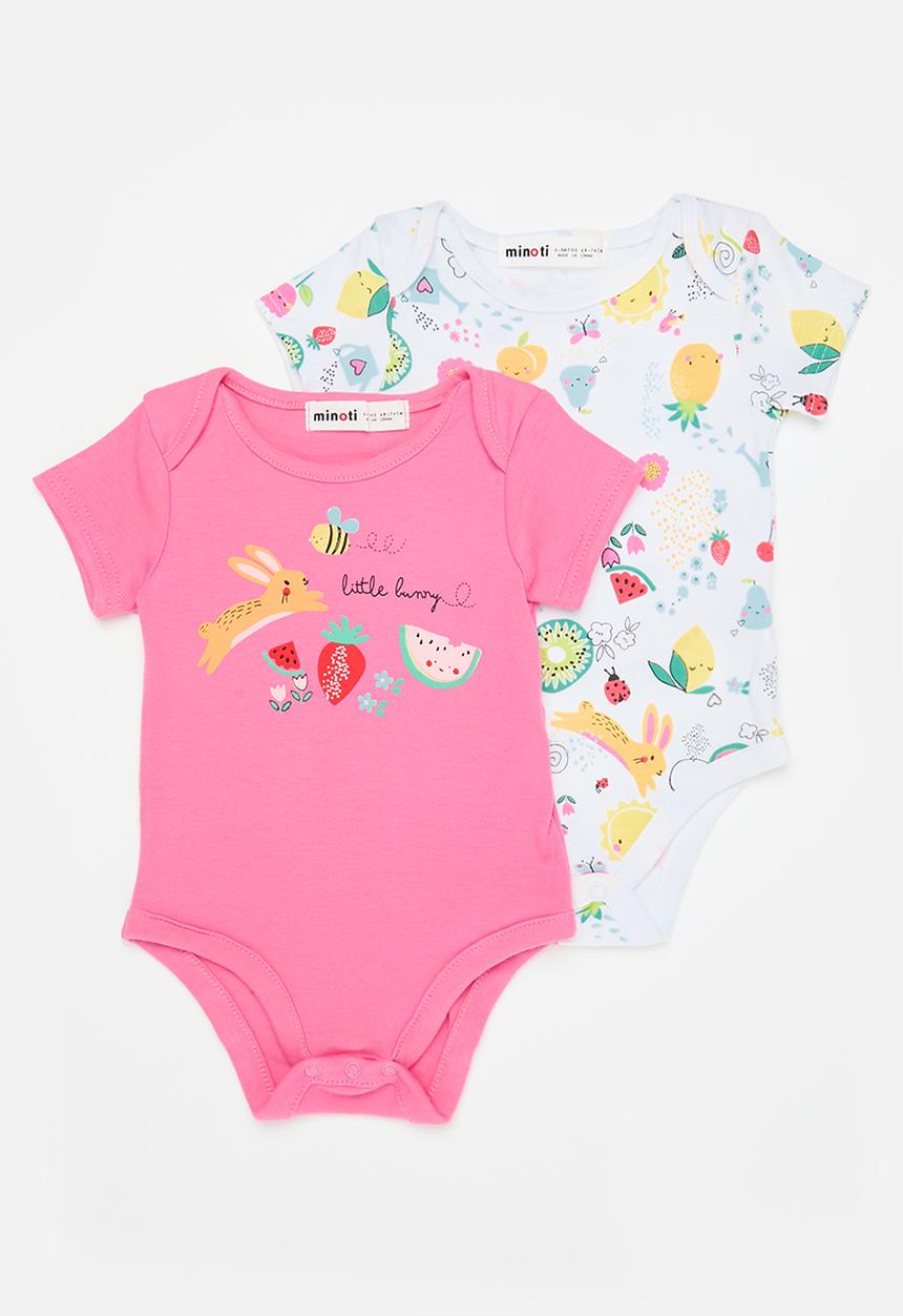 MINOTI - 2 Pack bodysuit - pink  & white 