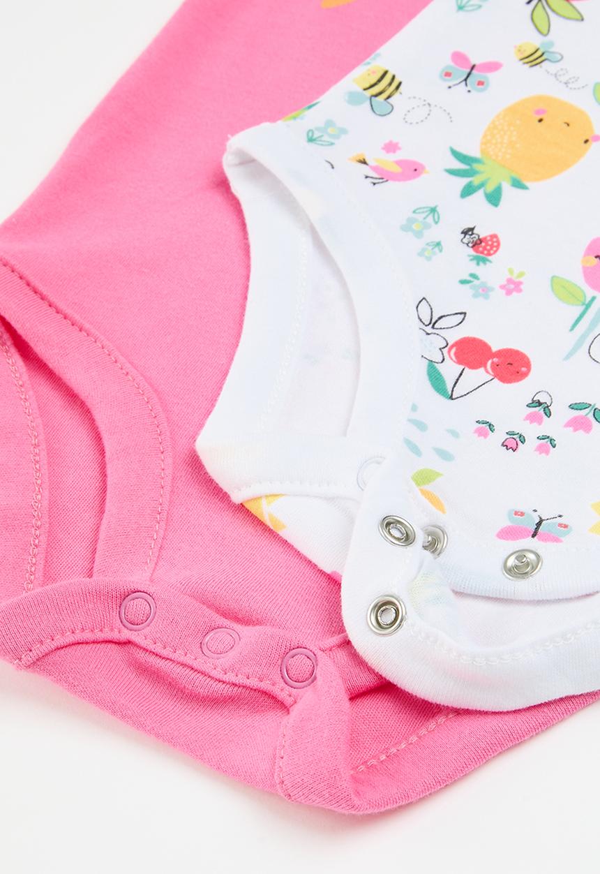 MINOTI - 2 Pack bodysuit - pink  & white 