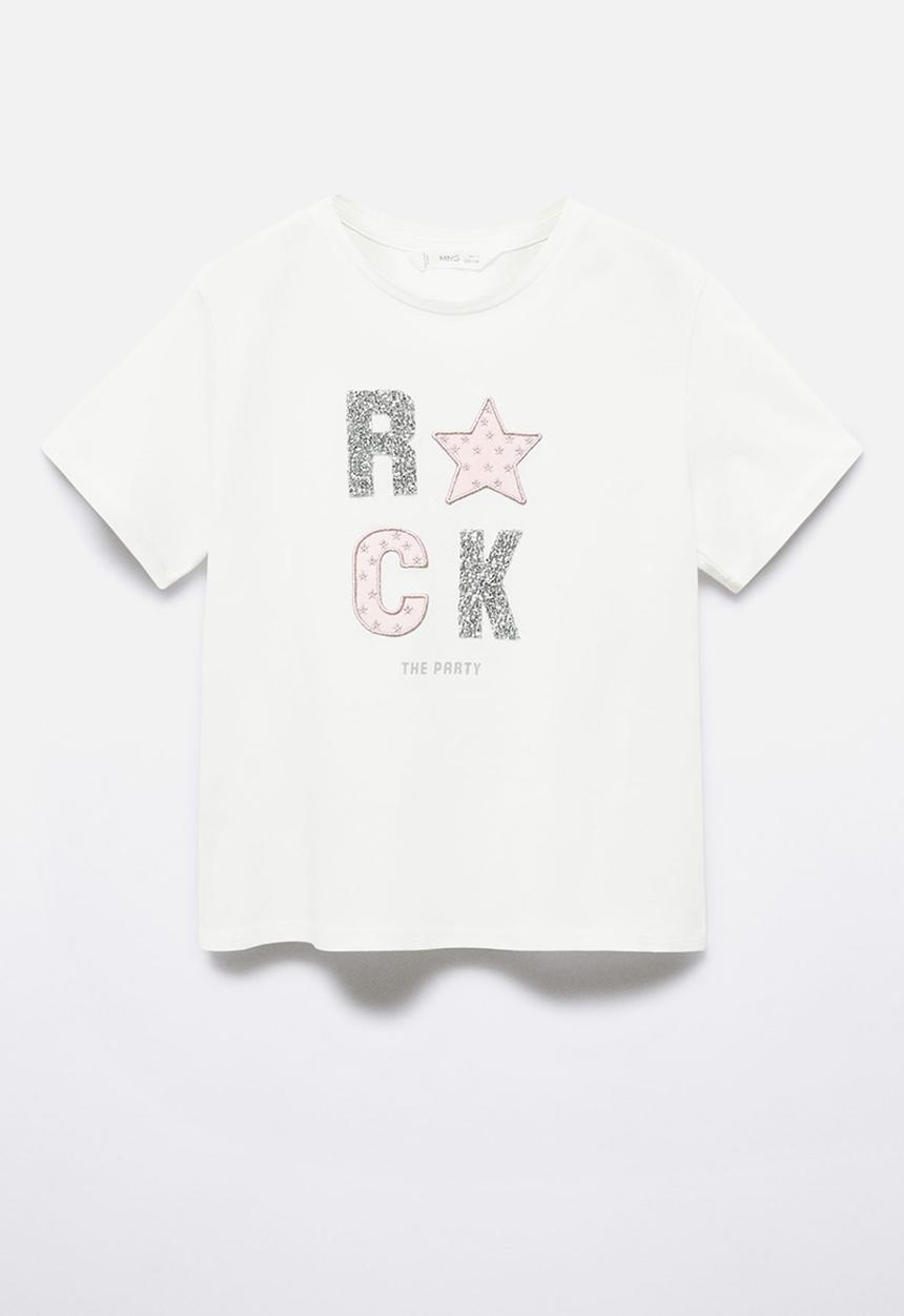 MANGO - T-shirt rock - off white