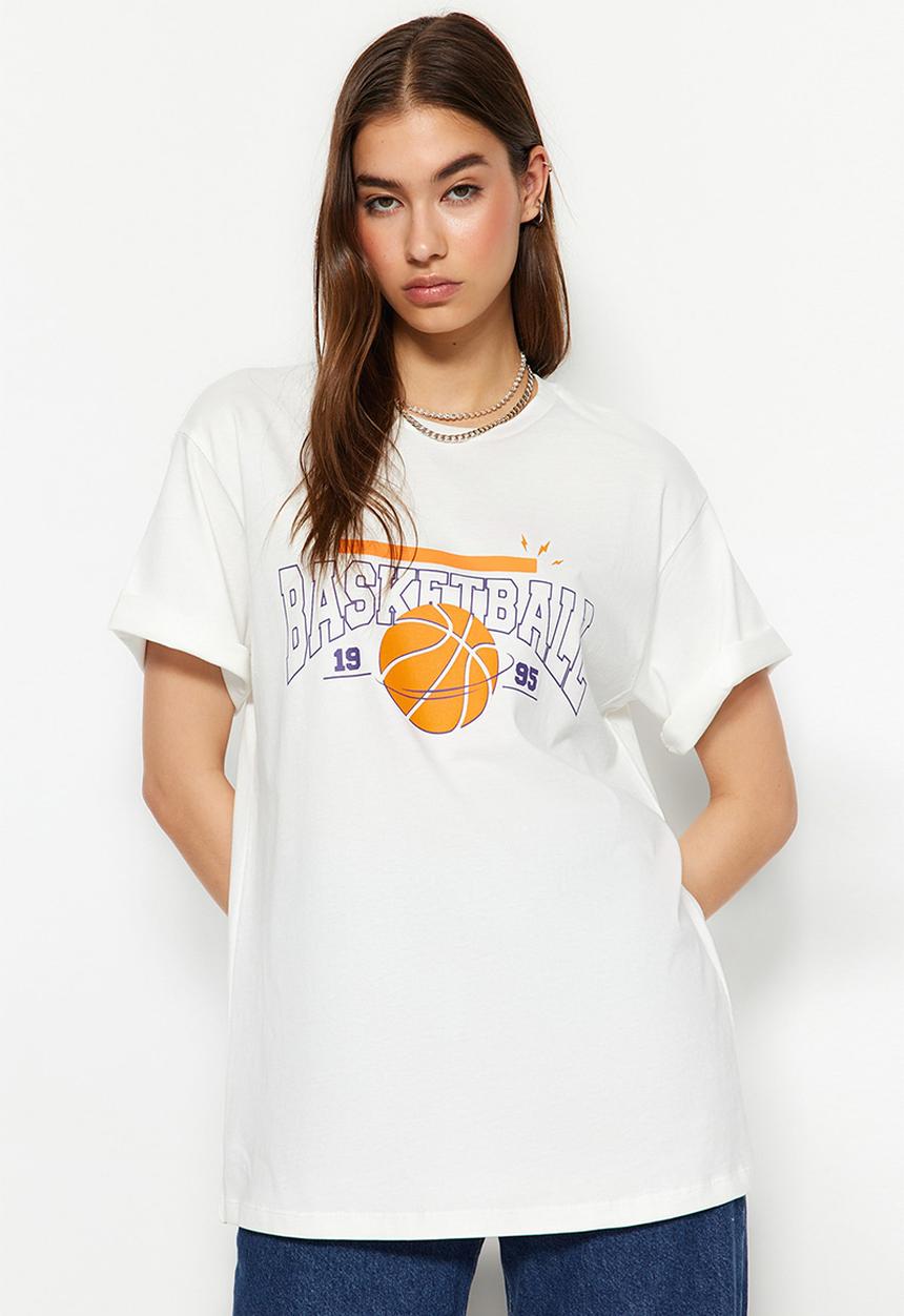 Trendyol - Boyfriend graphic tee - white
