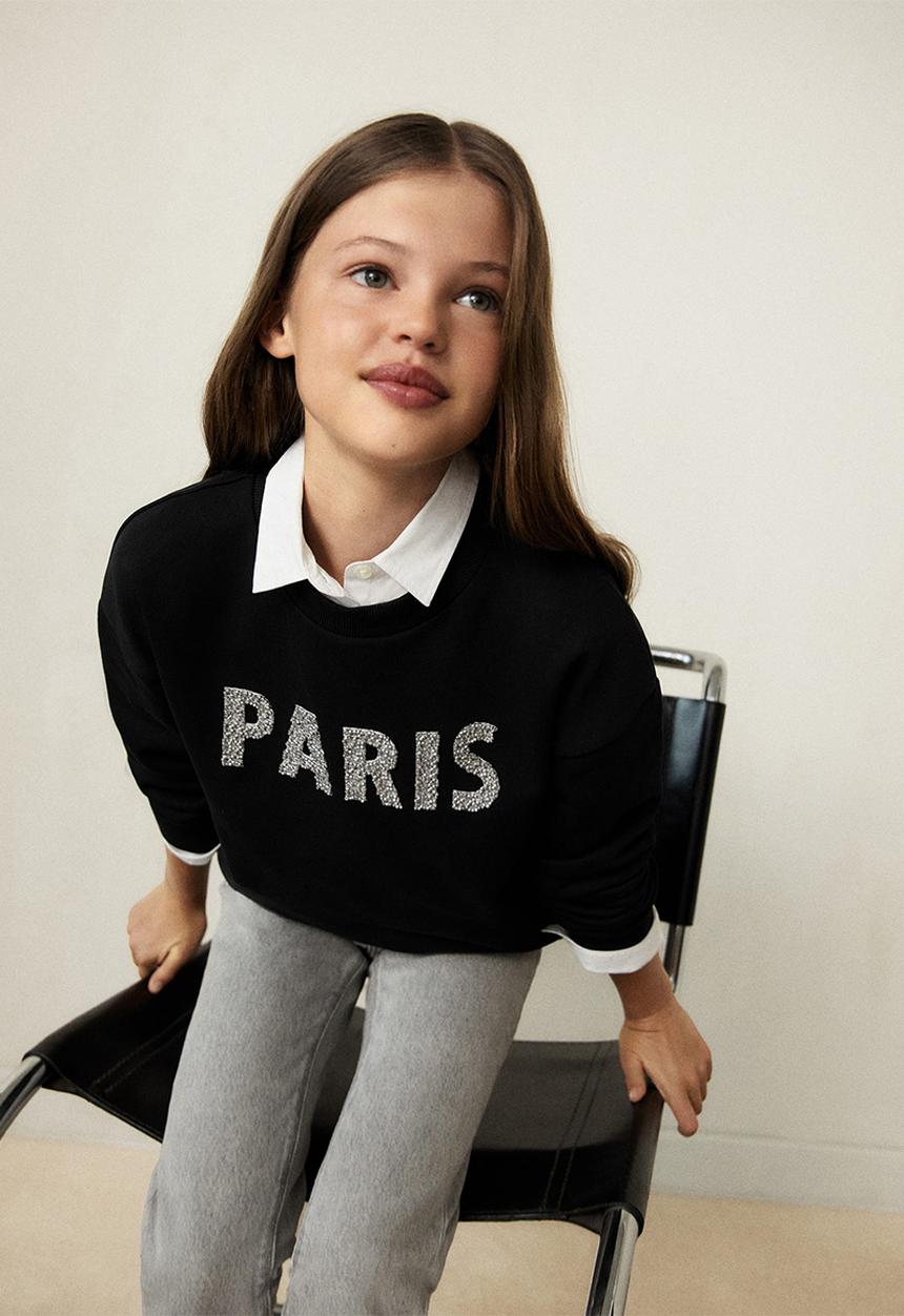 MANGO - Sweatshirt paris - black