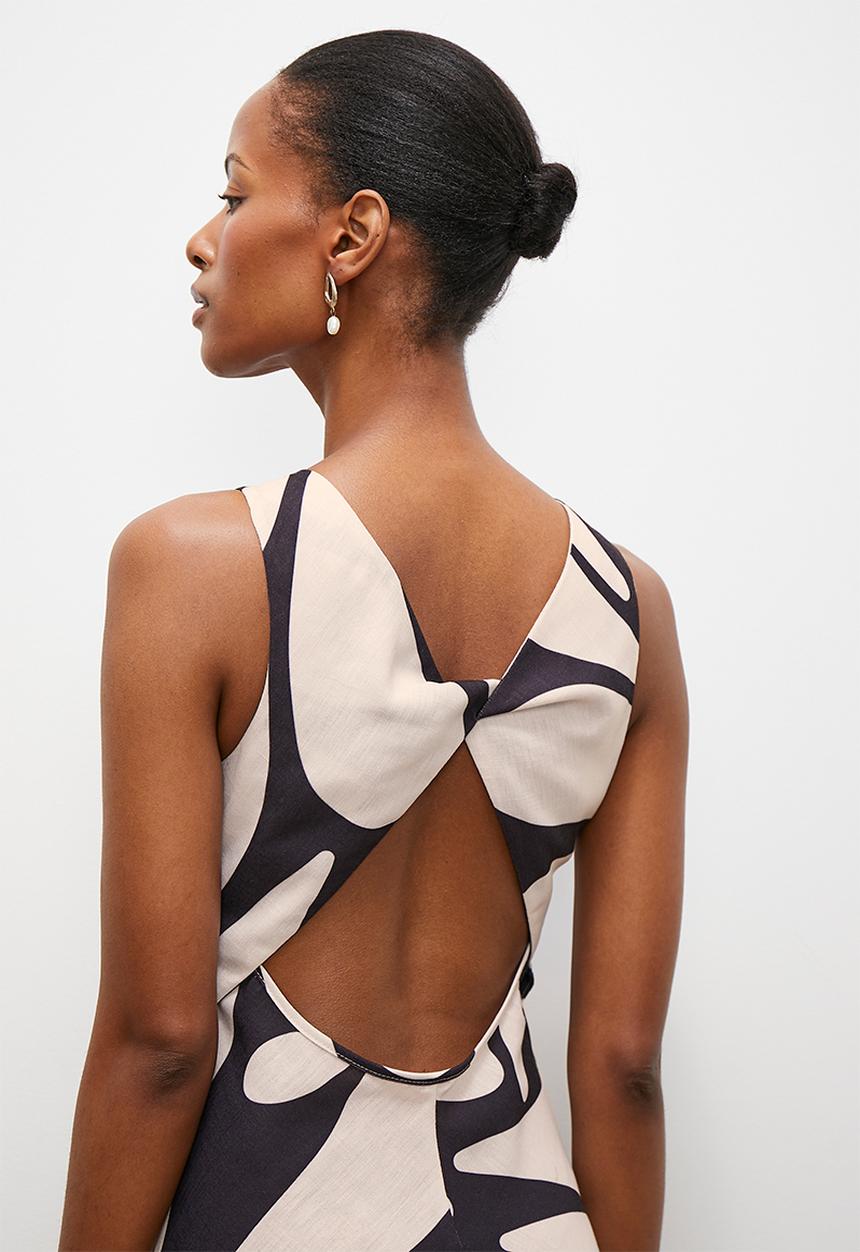 edit - Linen Blend Maxi dress with back detail - macro organic