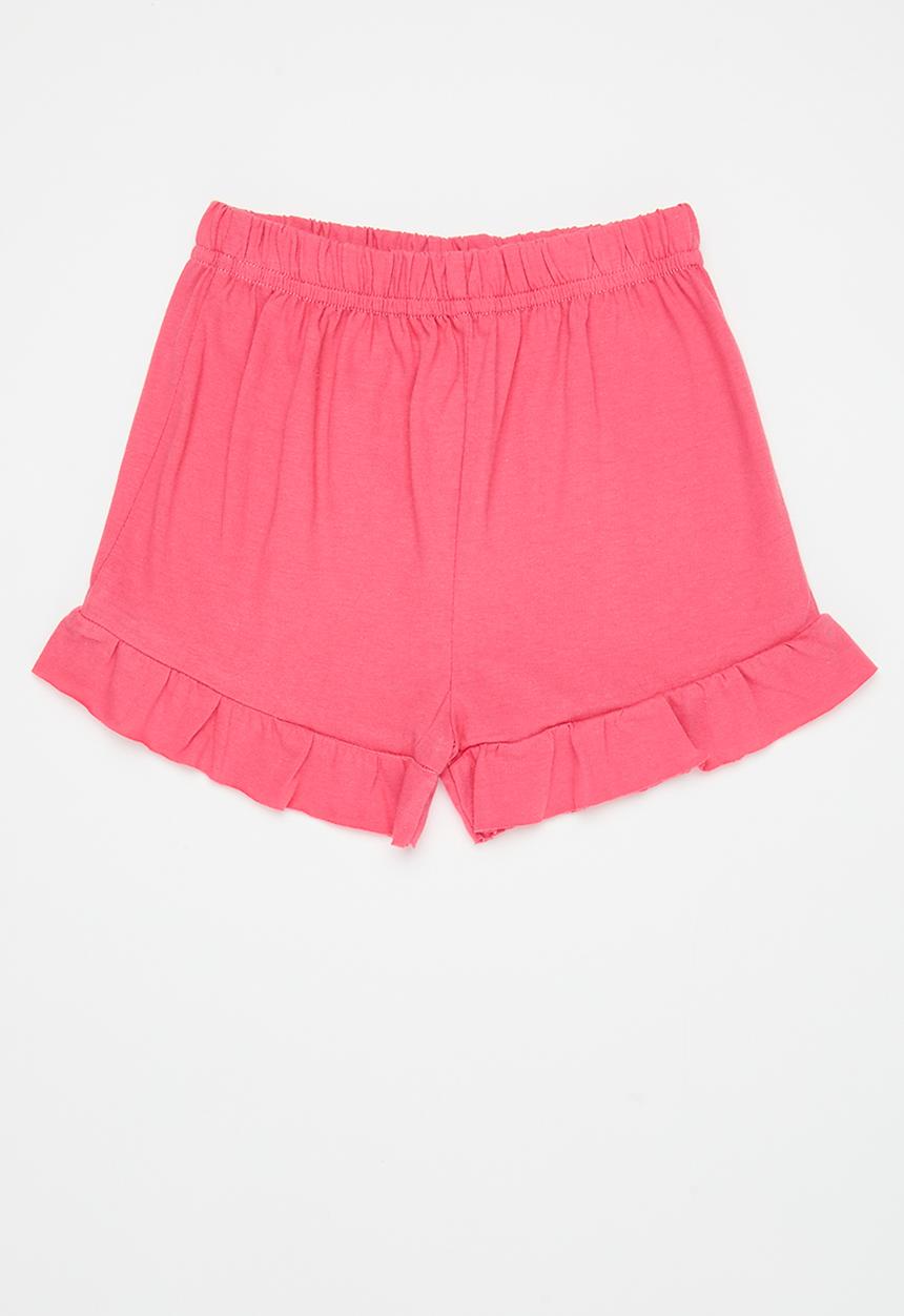 Pop Candy - 2 Pack frill short - coral & pink
