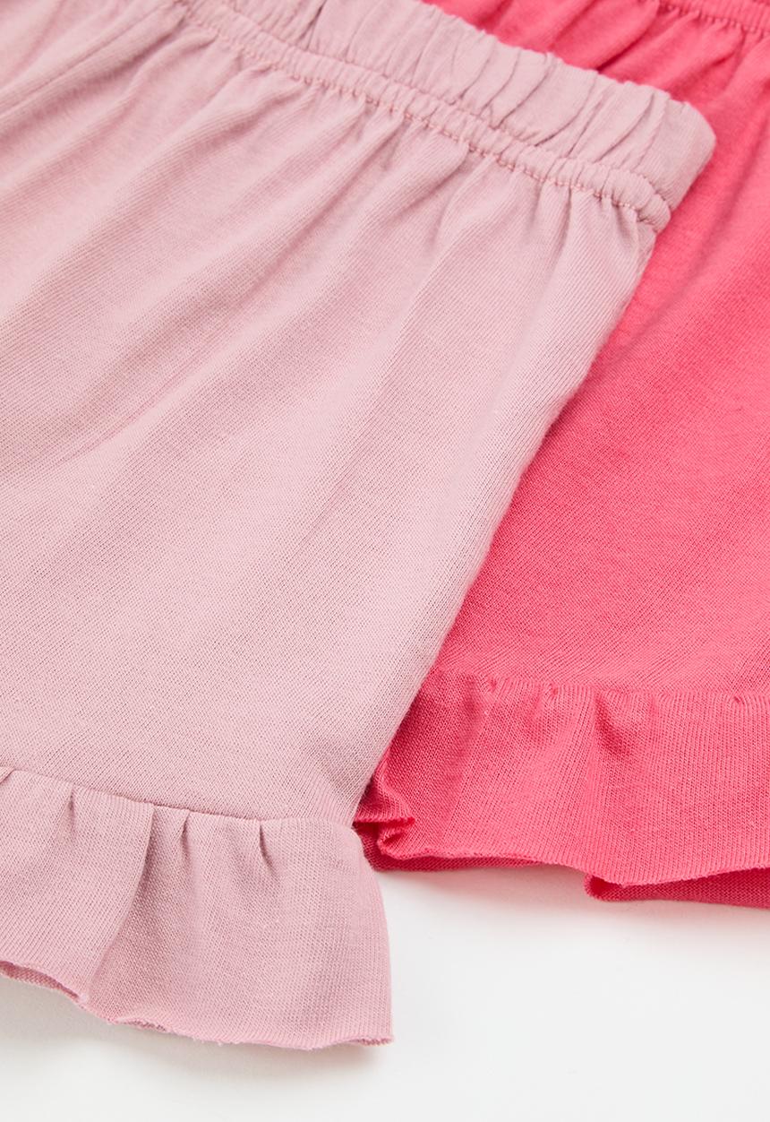Pop Candy - 2 Pack frill short - coral & pink
