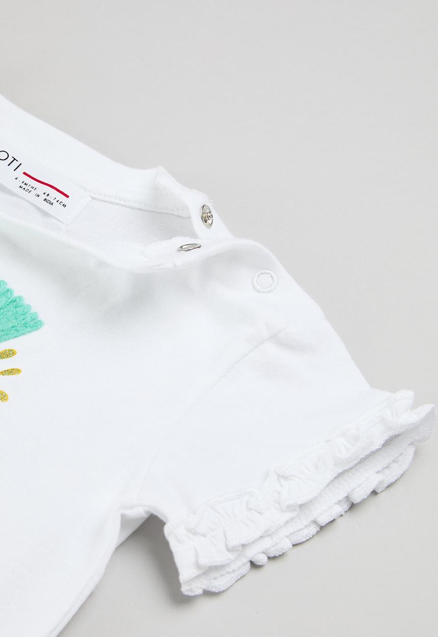 MINOTI - 2 Pack printed T-shirt & jersey short set - white & pink