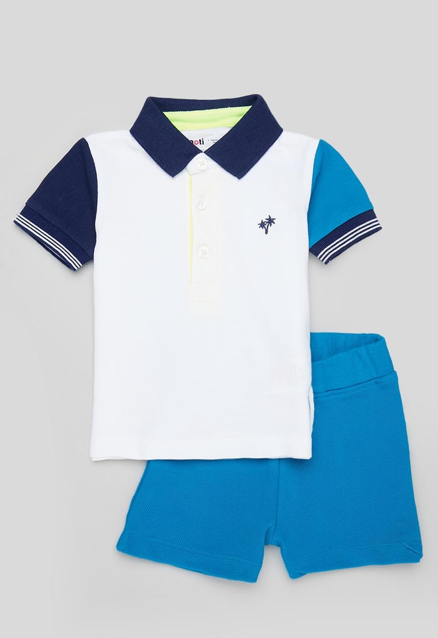 MINOTI - Pique polo and short set - white