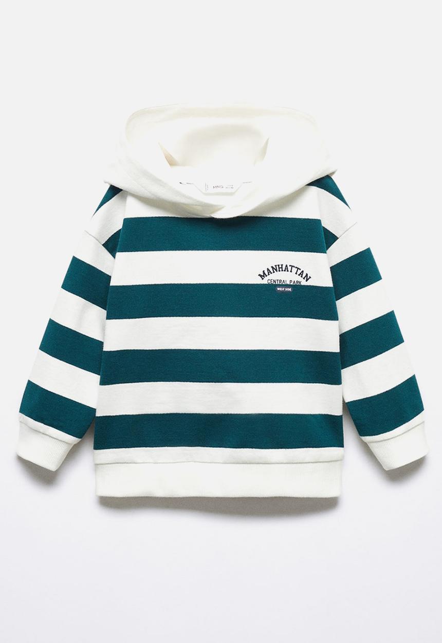 MANGO - Sweatshirt rugby - dark green & white