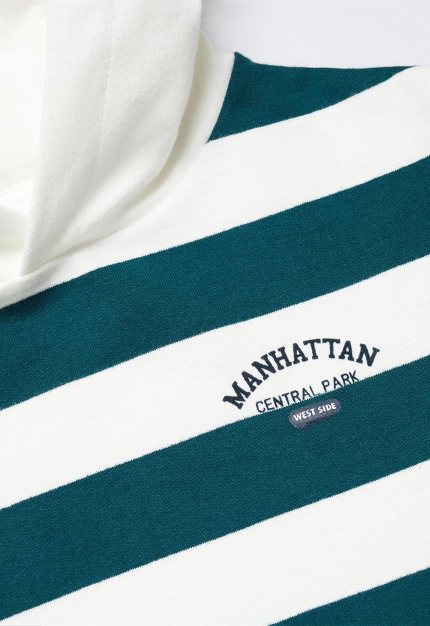 MANGO - Sweatshirt rugby - dark green & white
