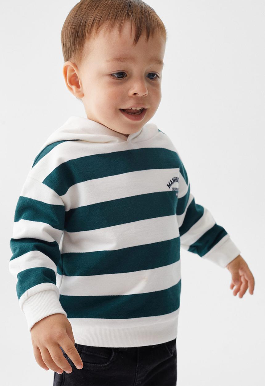 MANGO - Sweatshirt rugby - dark green & white