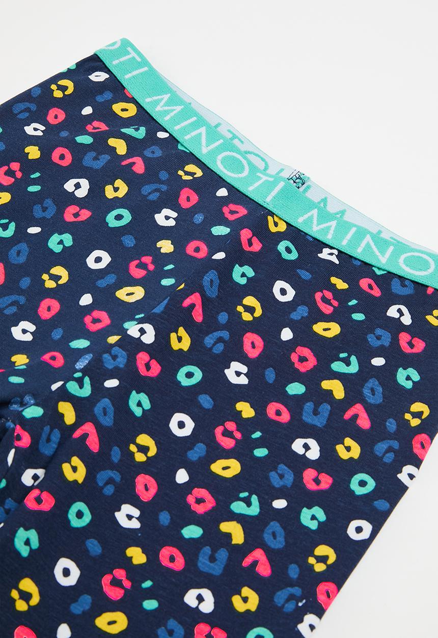 MINOTI - Girls 2 Pack leopards short sleeve long leg pyjama set - navy