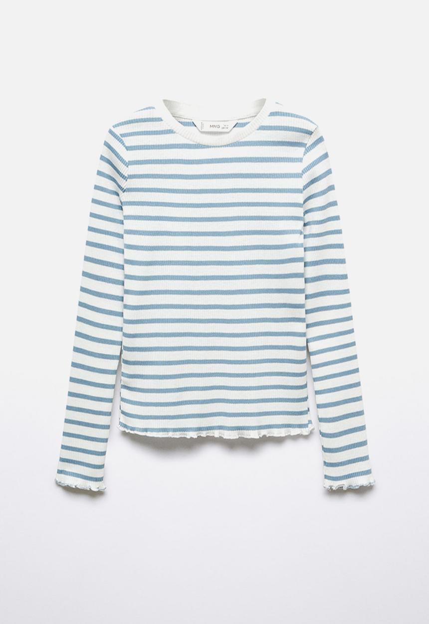 MANGO - T-shirt lines - sky blue