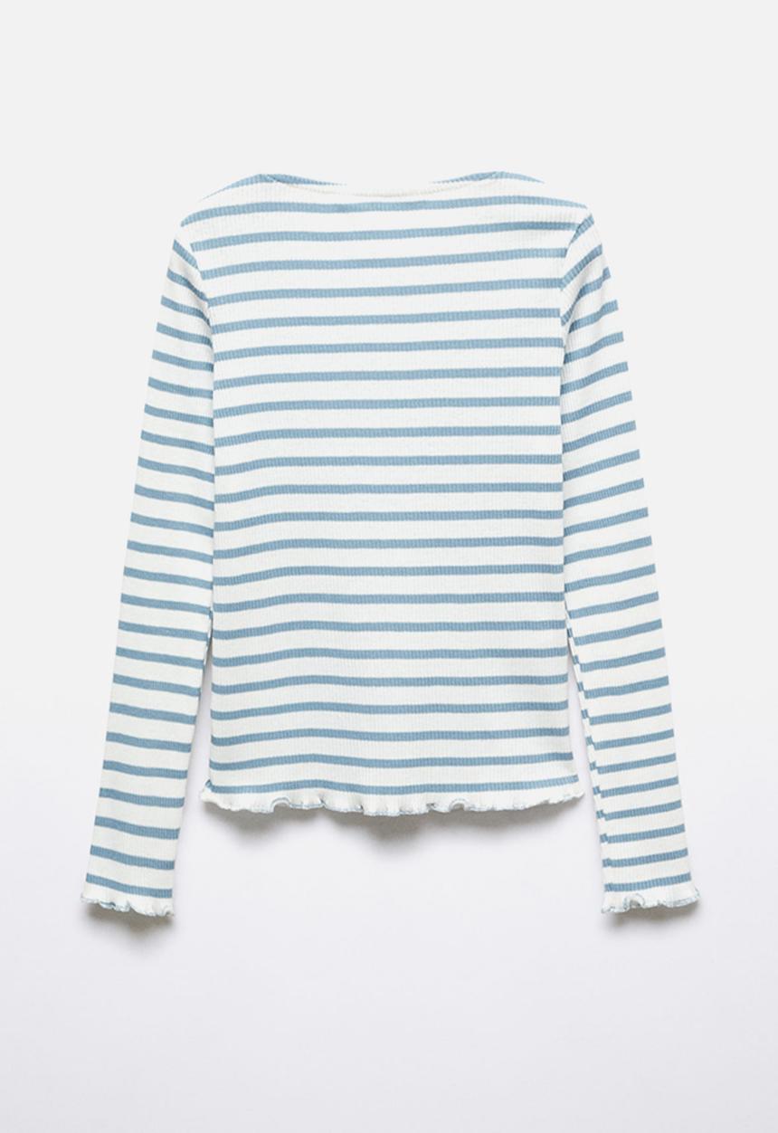 MANGO - T-shirt lines - sky blue