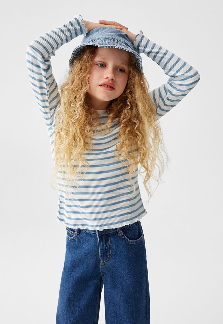 MANGO - T-shirt lines - sky blue