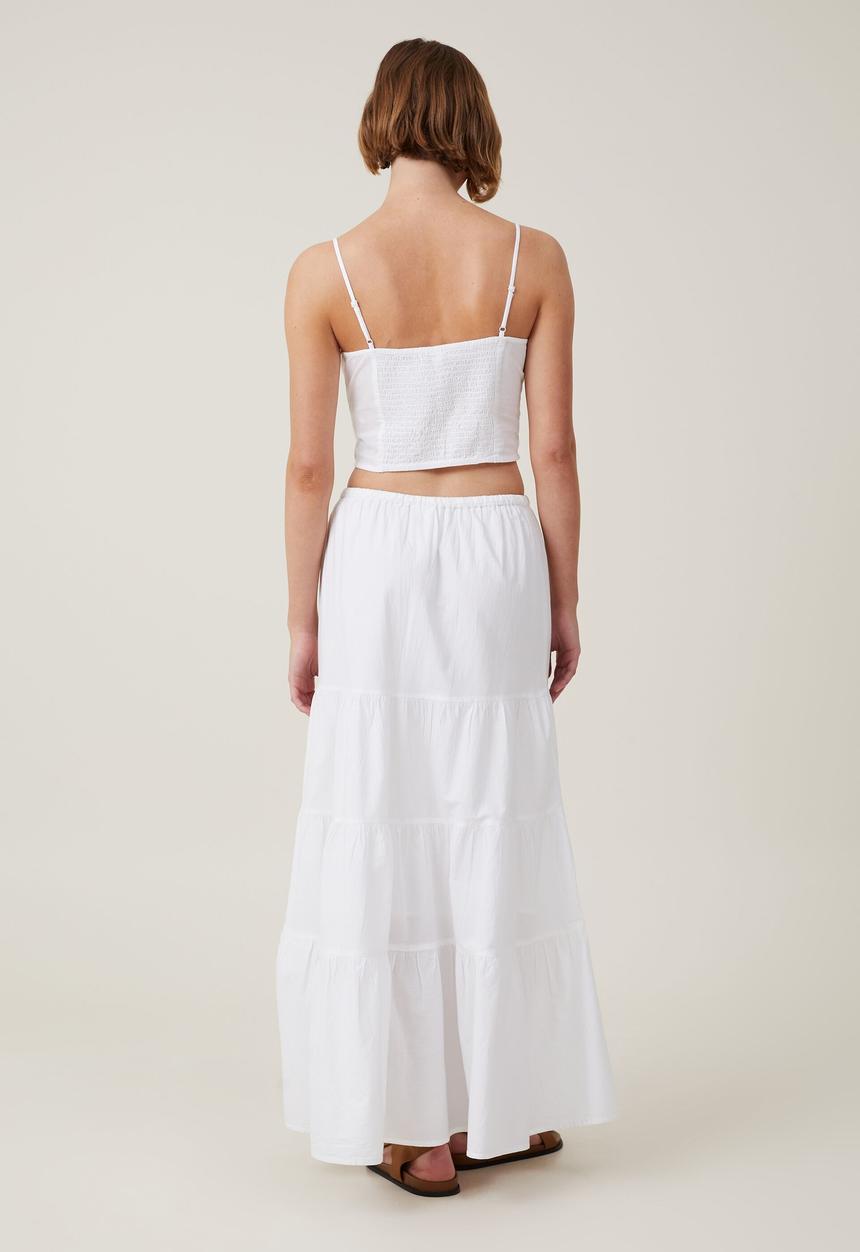 Cotton On - Talulah tiered maxi skirt - white