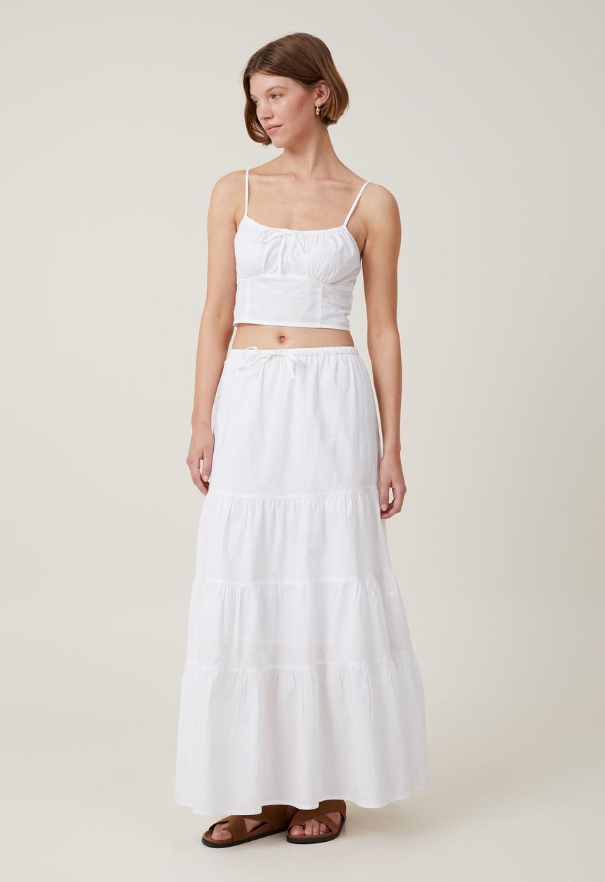 Cotton On - Talulah tiered maxi skirt - white