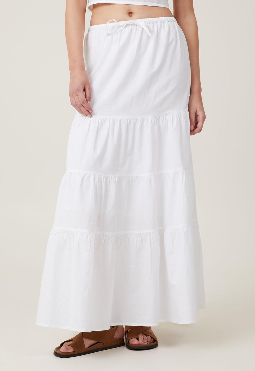 Cotton On - Talulah tiered maxi skirt - white