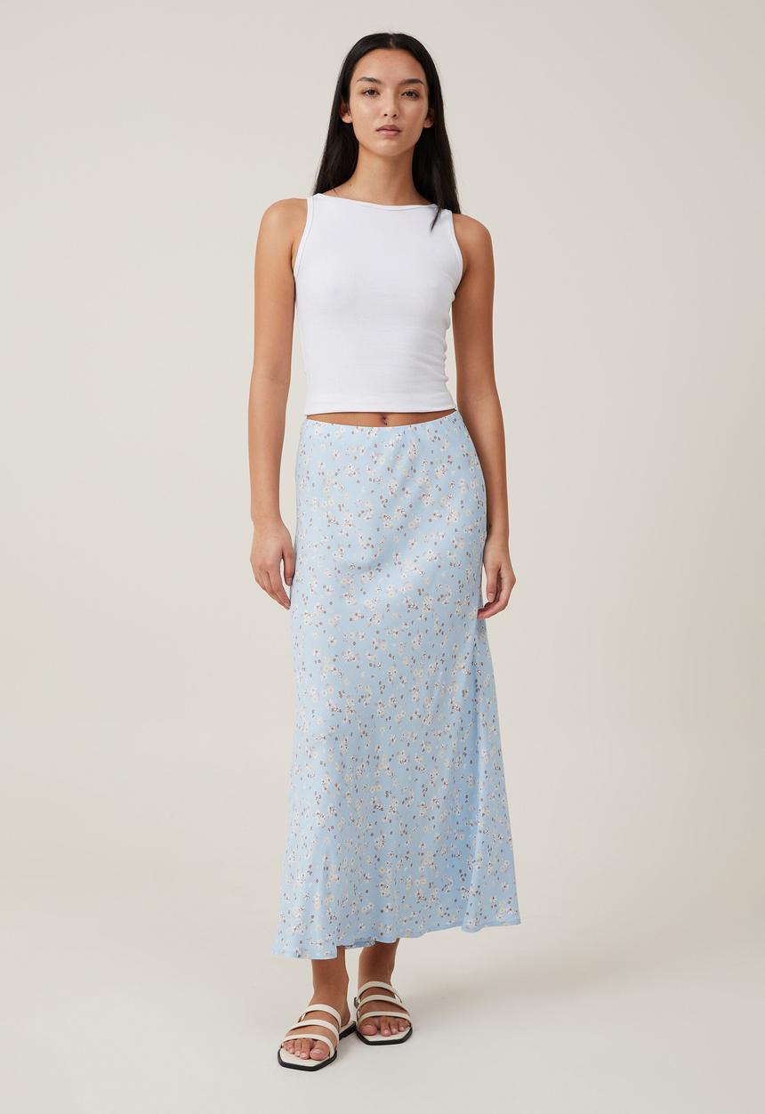 Cotton On - Bloom maxi slip skirt - martha ditsy coastal blue